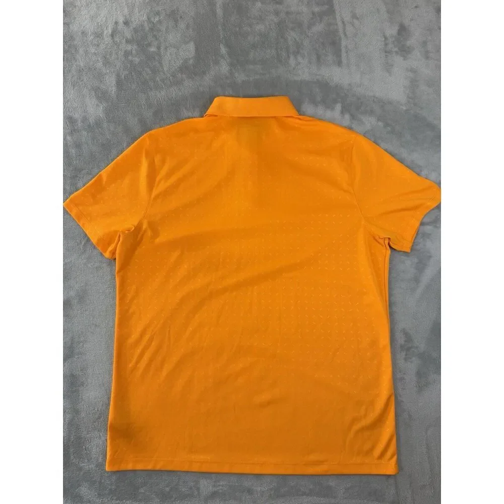 Nike Golf Shirt Mens XL Orange Embossed Standard‎ Fit Dri-Fit Polo